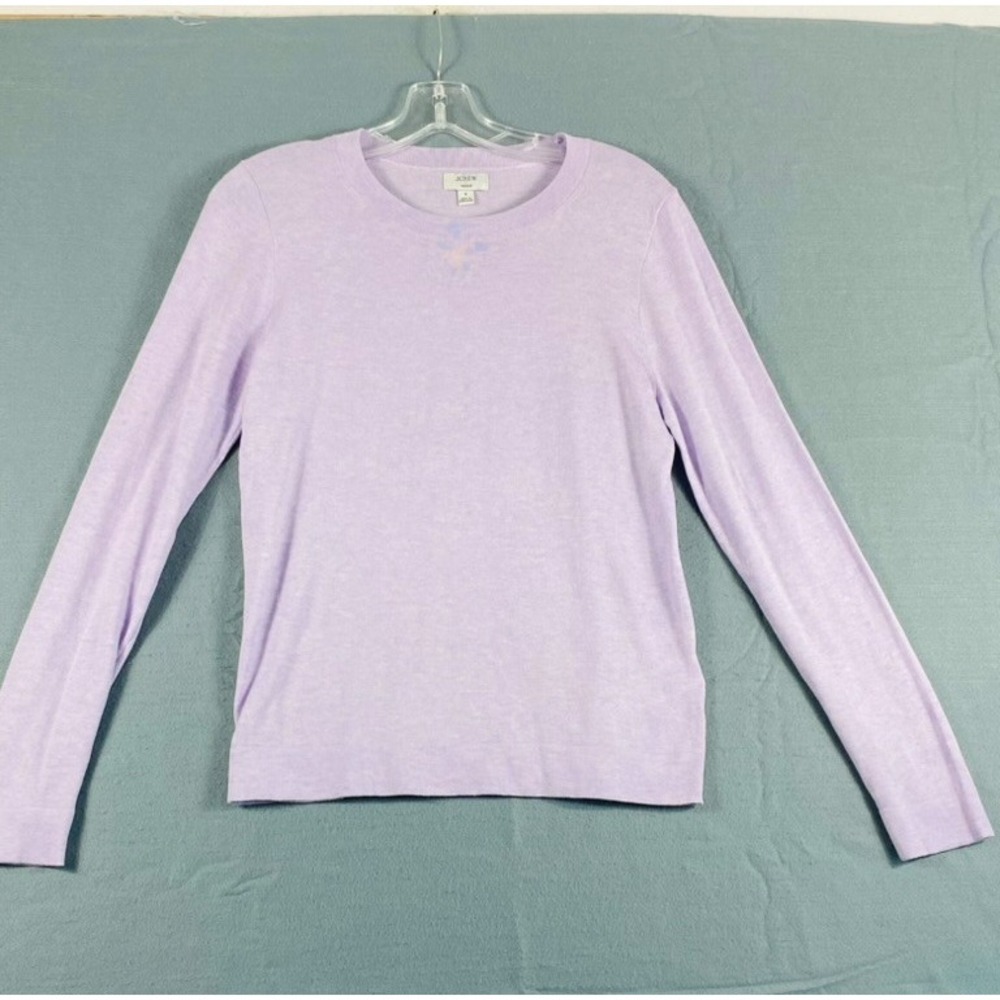 J.Crew Teddy Crewneck Knit Sweater Women Sz S Lilac 100% Cotton Classic Preppy